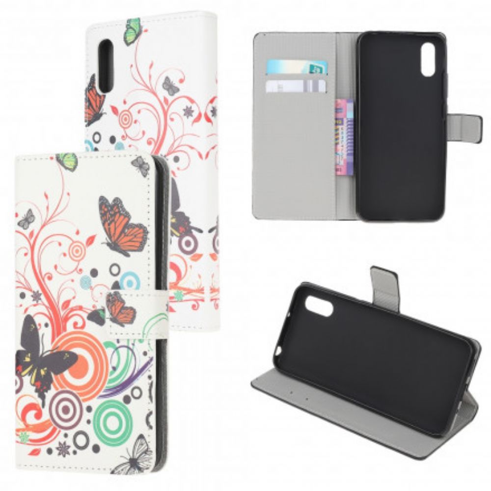 Flip Case Für Samsung Galaxy XCover 5 Schmetterlinge Und Blumen