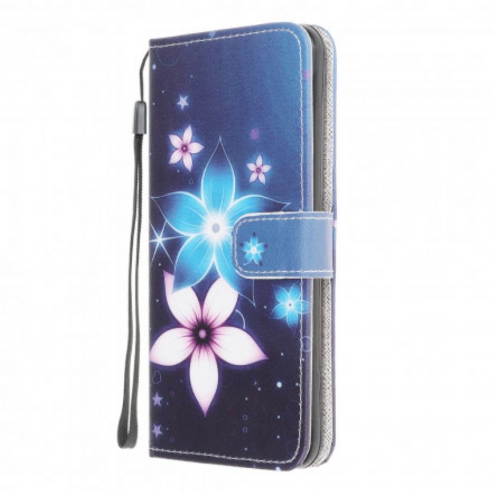 Lederhüllen Für Samsung Galaxy XCover 5 Mit Kordel Mondriemenblumen