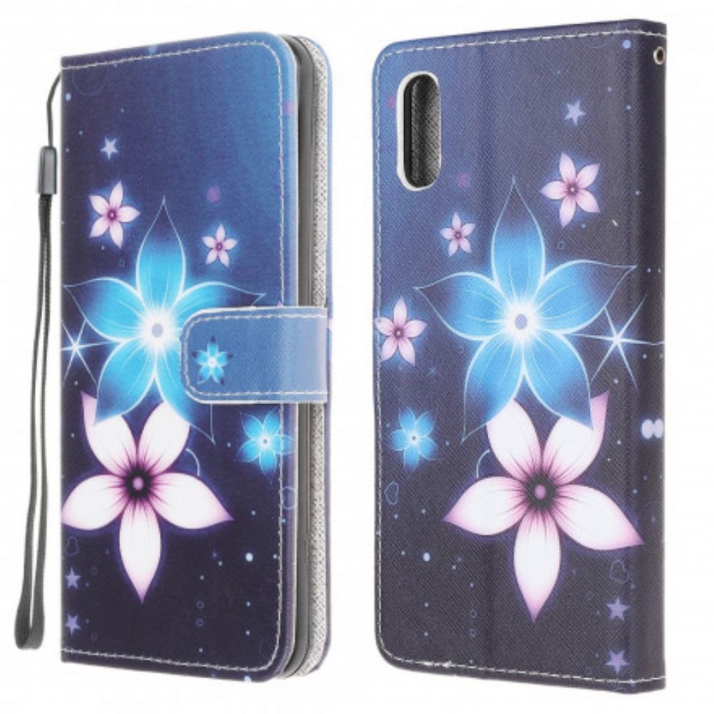 Lederhüllen Für Samsung Galaxy XCover 5 Mit Kordel Mondriemenblumen