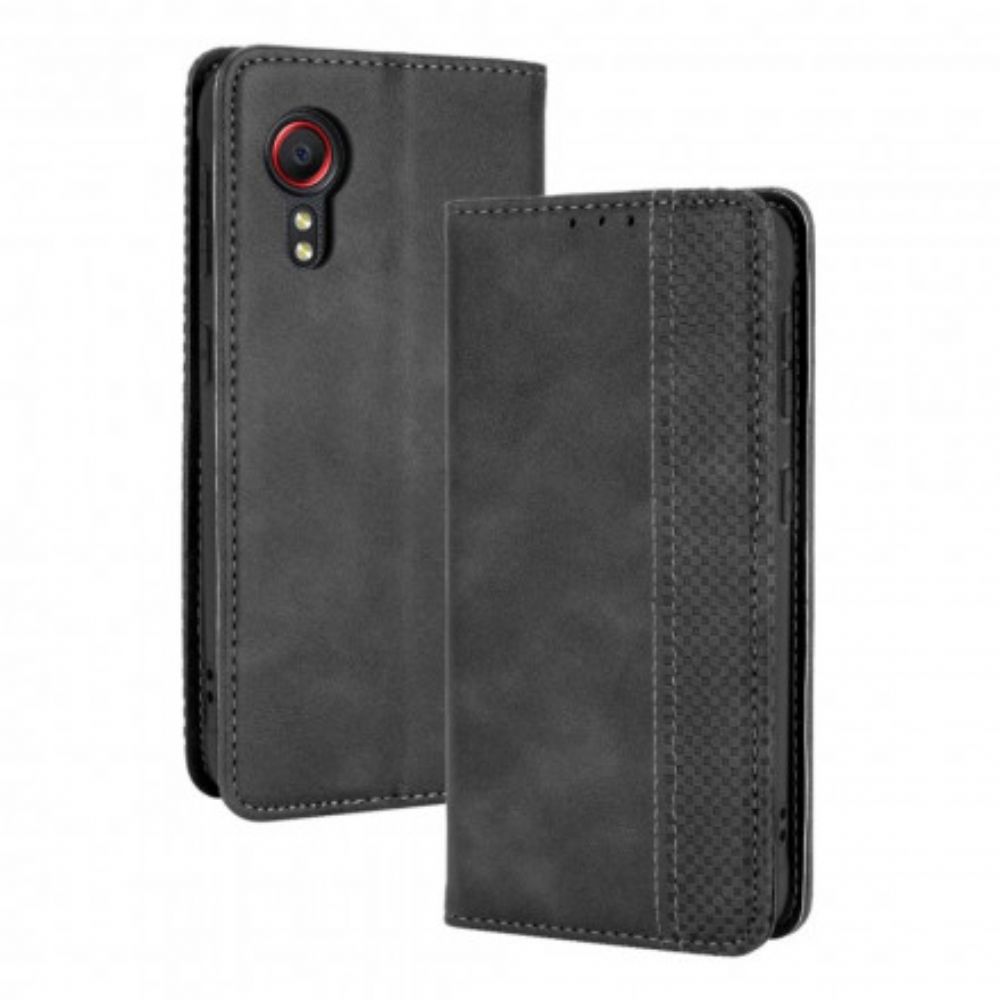 Schutzhülle Für Samsung Galaxy XCover 5 Flip Case Stilisierter Vintage-ledereffekt