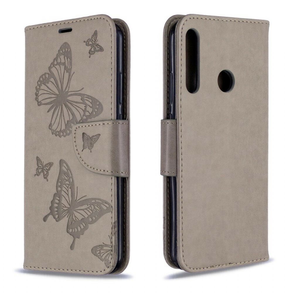 Lederhüllen Für Huawei P40 Lite E / Huawei Y7p Flip Case Schmetterlinge Und Schräge Klappe