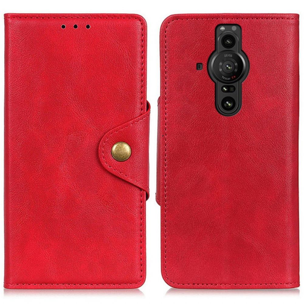 Flip Case Für Sony Xperia Pro-I Dekorationsknopf Aus Kunstleder