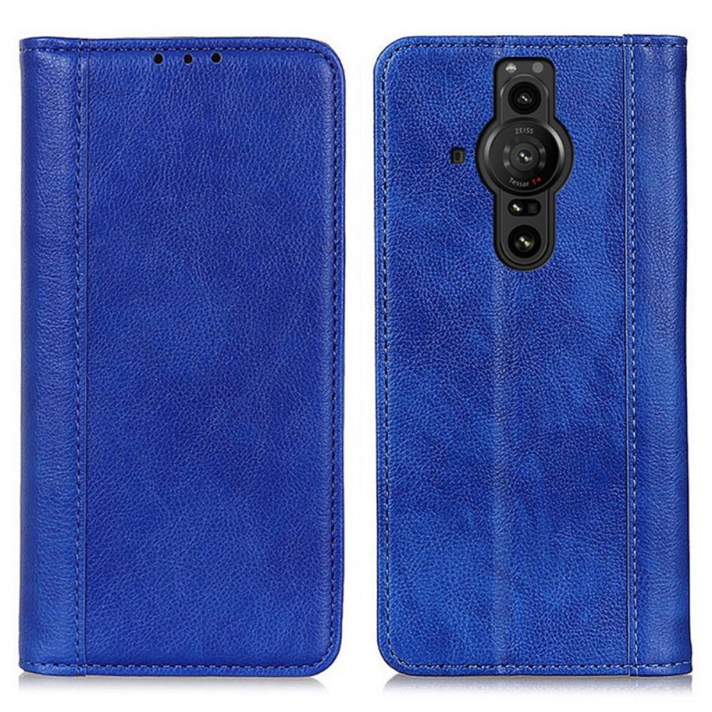 Schutzhülle Für Sony Xperia Pro-I Flip Case Elegance Litschi-spaltleder