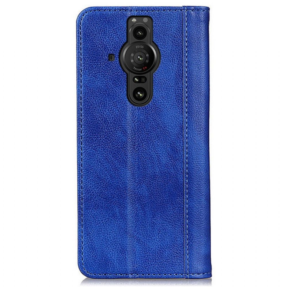 Schutzhülle Für Sony Xperia Pro-I Flip Case Elegance Litschi-spaltleder