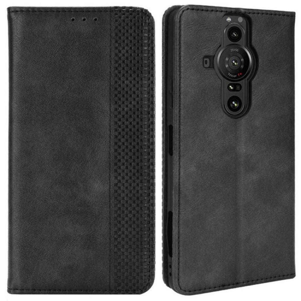 Schutzhülle Für Sony Xperia Pro-I Flip Case Stilisierter Vintage-ledereffekt