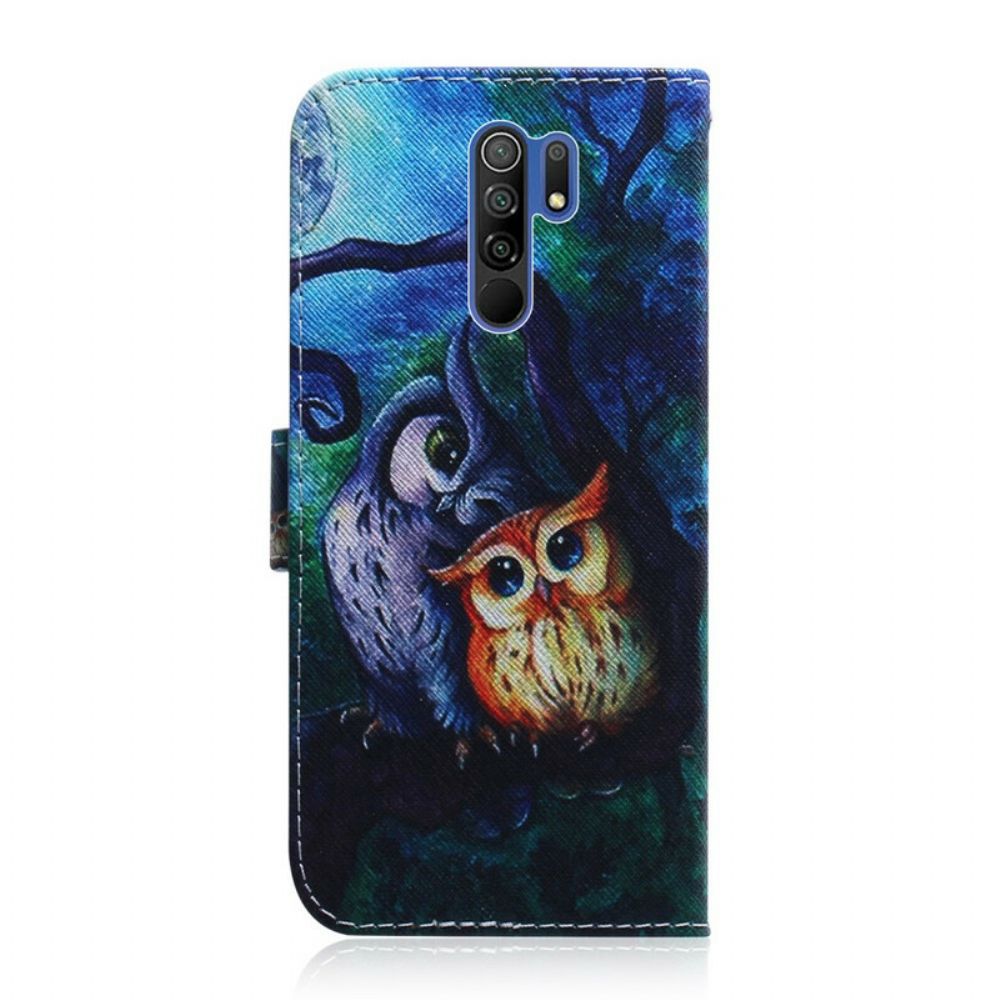 Flip Case Für Xiaomi Redmi 9 Gemälde Von Eulen