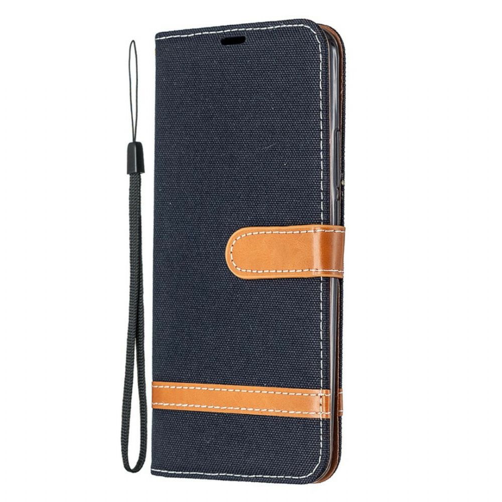 Flip Case Für Xiaomi Redmi 9 Mit Kordel Armband In Stoff- Und Lederoptik