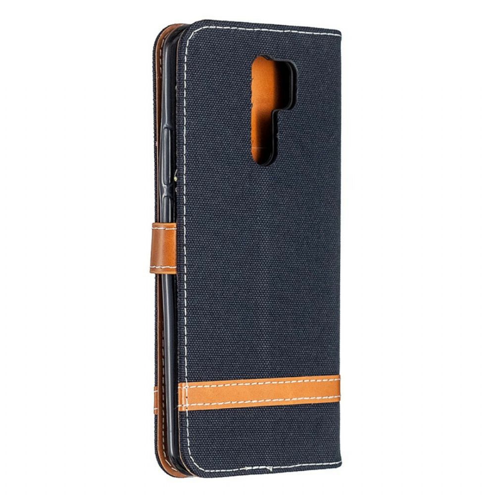 Flip Case Für Xiaomi Redmi 9 Mit Kordel Armband In Stoff- Und Lederoptik