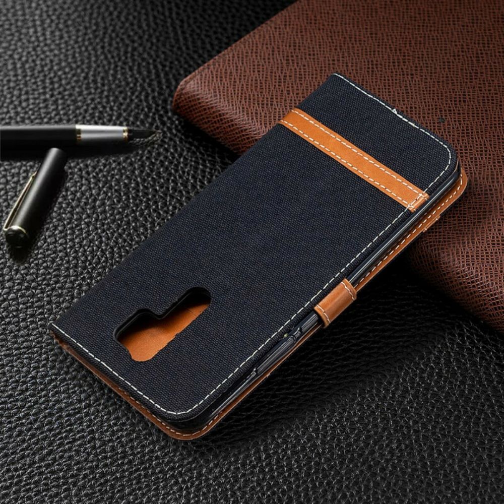 Flip Case Für Xiaomi Redmi 9 Mit Kordel Armband In Stoff- Und Lederoptik