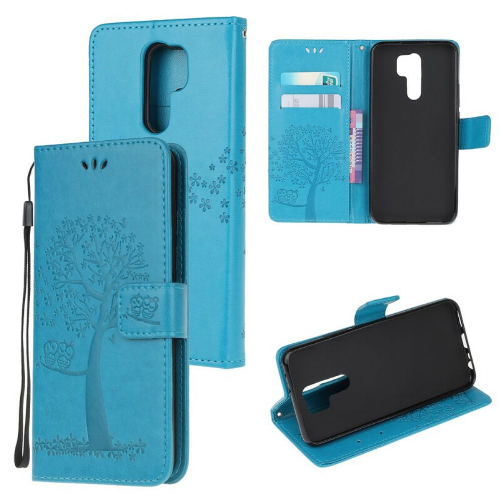 Flip Case Für Xiaomi Redmi 9 Mit Kordel Baum Und Riemcheneulen