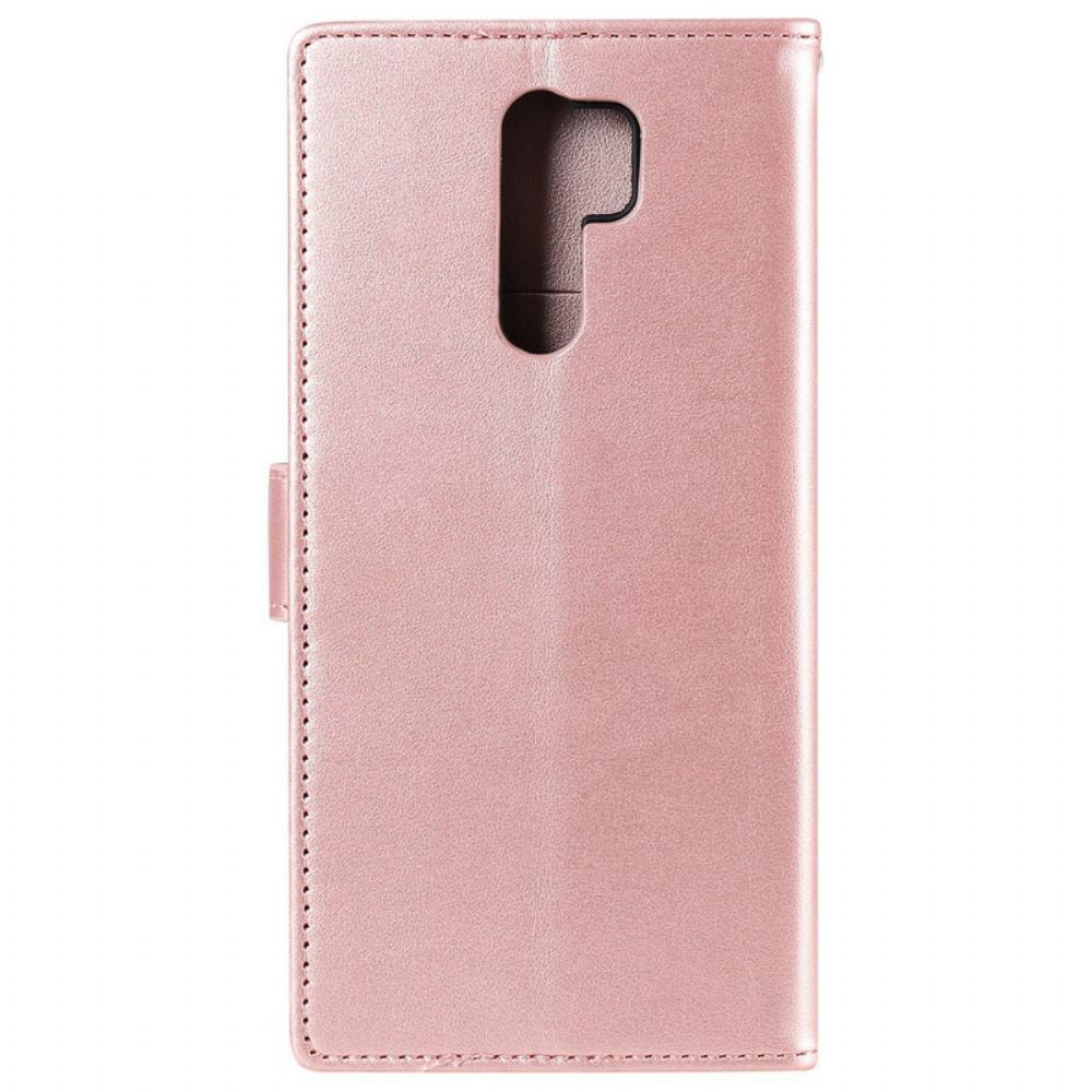 Flip Case Für Xiaomi Redmi 9 Mit Kordel Liebevolle Eulen Mit Riemen