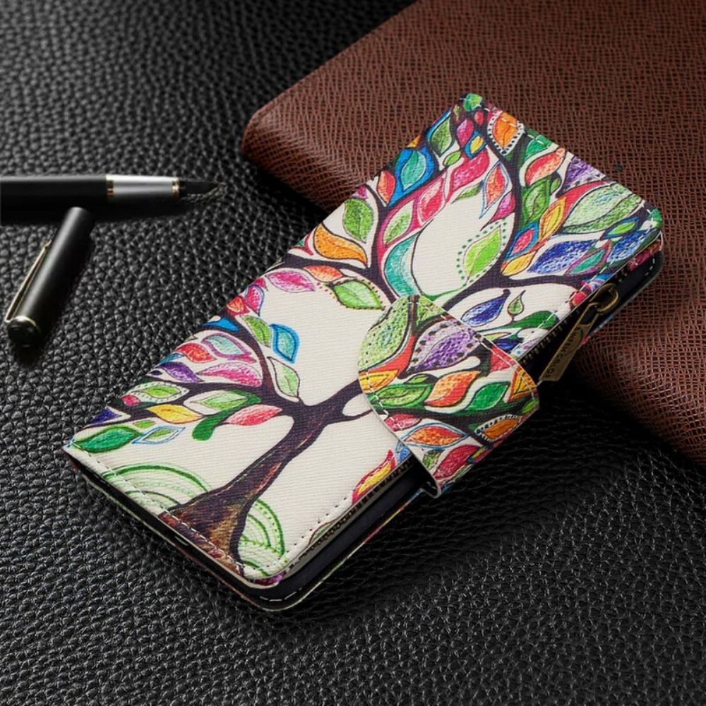 Flip Case Für Xiaomi Redmi 9 Reißverschlusstasche Mit Baum