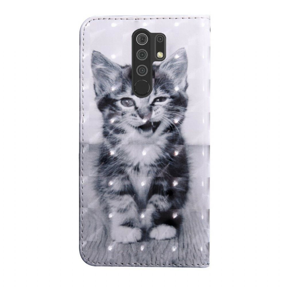 Flip Case Für Xiaomi Redmi 9 Schwarz-weiß-katze