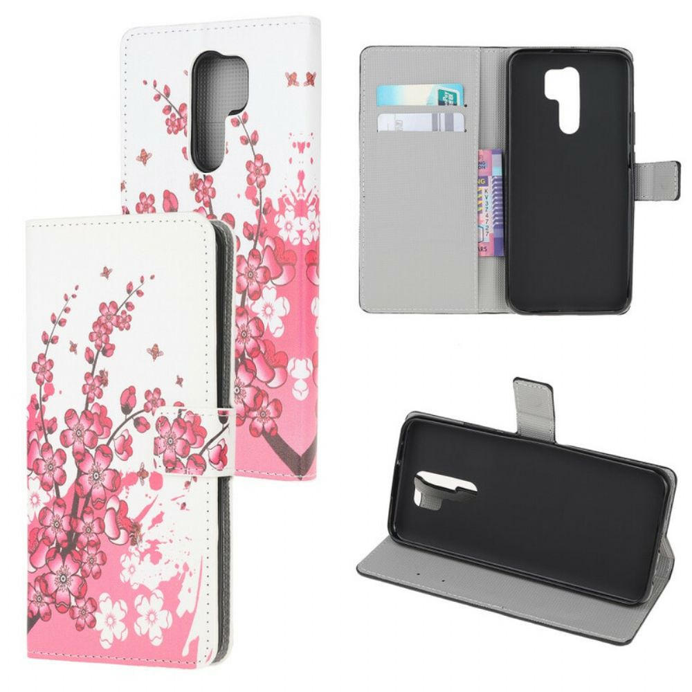 Flip Case Für Xiaomi Redmi 9 Tropische Blumen