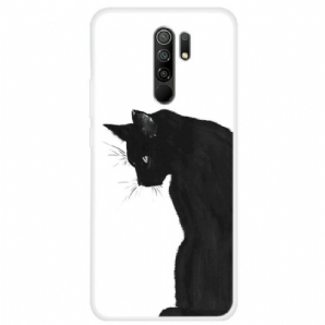 Handyhülle Für Xiaomi Redmi 9 Denkende Schwarze Katze