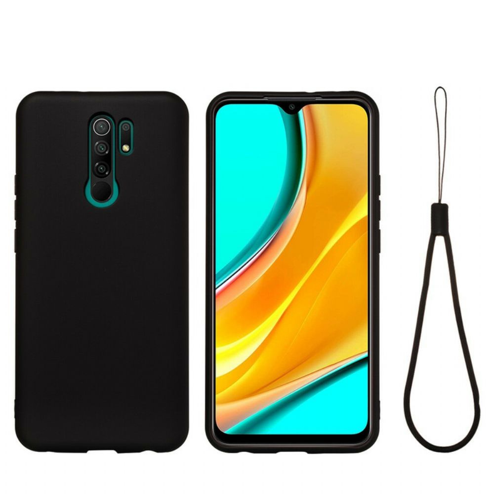 Hülle Für Xiaomi Redmi 9 Flüssigsilikon Mit Lanyard