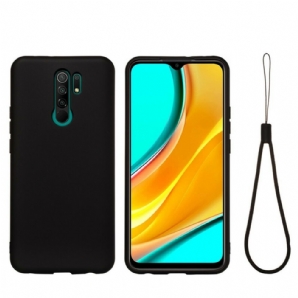 Hülle Für Xiaomi Redmi 9 Flüssigsilikon Mit Lanyard