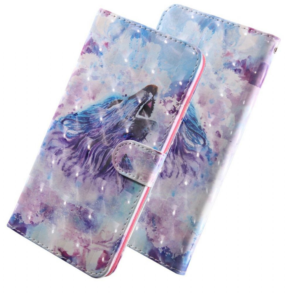 Lederhüllen Für Xiaomi Redmi 9 Aquarell Wolf