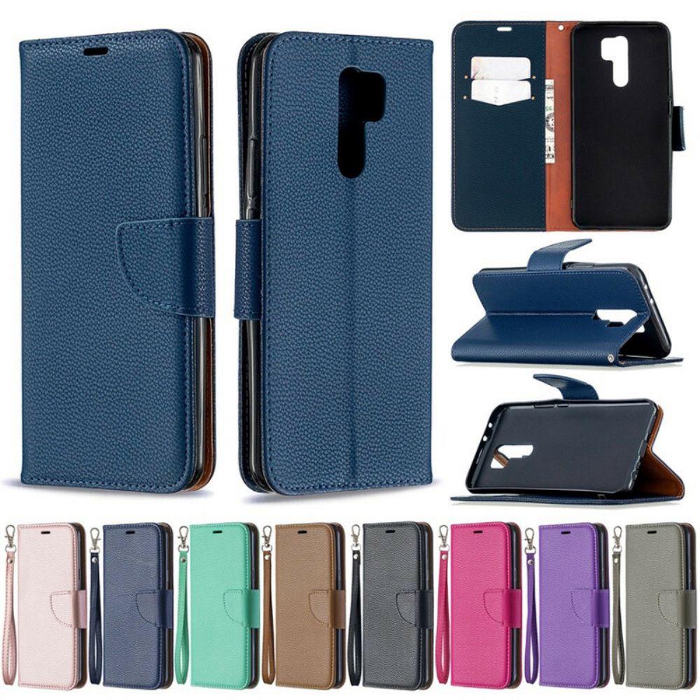 Lederhüllen Für Xiaomi Redmi 9 Flip Case Litschi-klappe Schräg