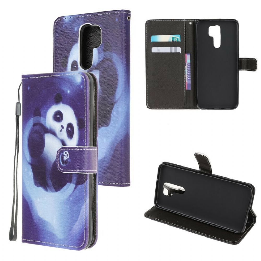 Lederhüllen Für Xiaomi Redmi 9 Mit Kordel Tanga Space Panda