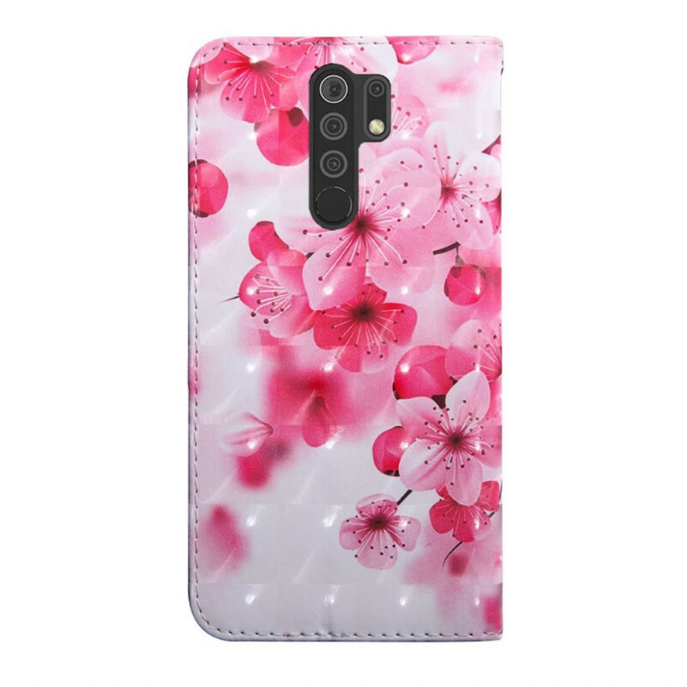 Lederhüllen Für Xiaomi Redmi 9 Rosa Blumen