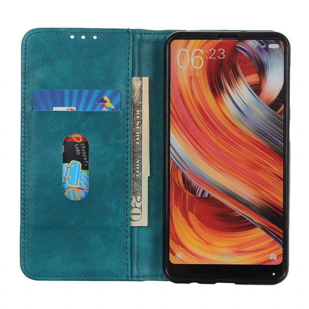 Schutzhülle Für Xiaomi Redmi 9 Flip Case Ausführung In Gespaltenem Litschi-leder