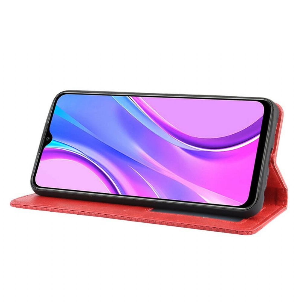 Schutzhülle Für Xiaomi Redmi 9 Flip Case Stilisierter Vintage-ledereffekt