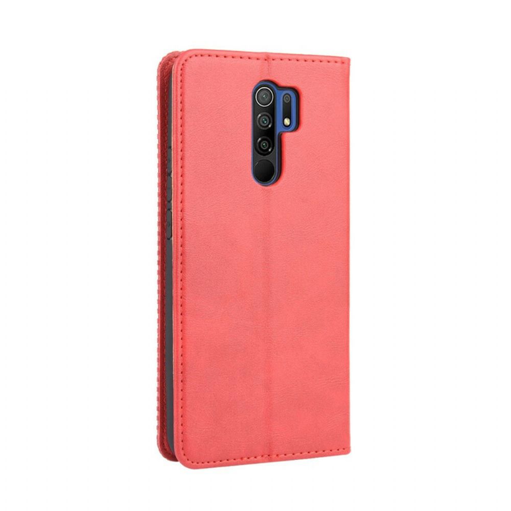 Schutzhülle Für Xiaomi Redmi 9 Flip Case Stilisierter Vintage-ledereffekt