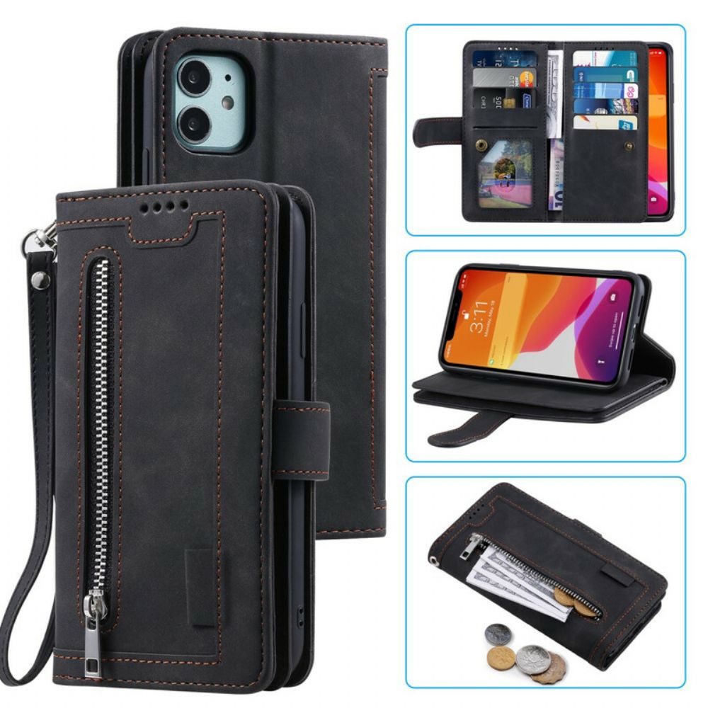 Flip Case Für iPhone 12 Mini Coin Purse 9 Kartenhalter