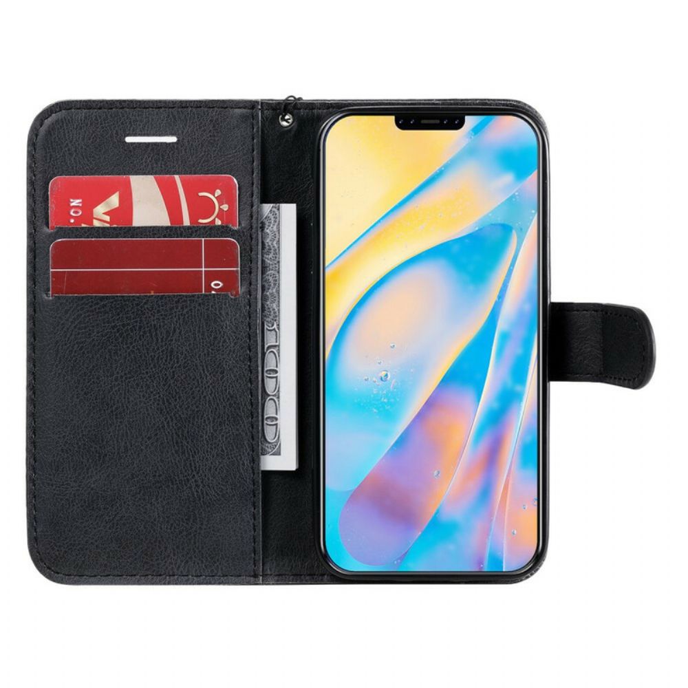 Flip Case Für iPhone 12 Mini Mit Kordel Armband Der Einfarbigen Serie