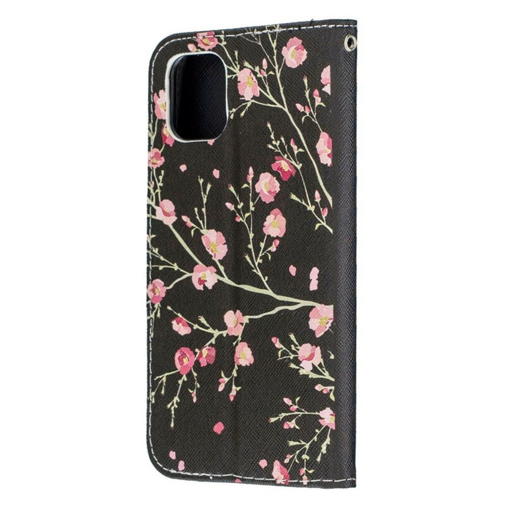 Flip Case Für iPhone 12 Mini Mit Kordel Atemberaubende Riemenblumen