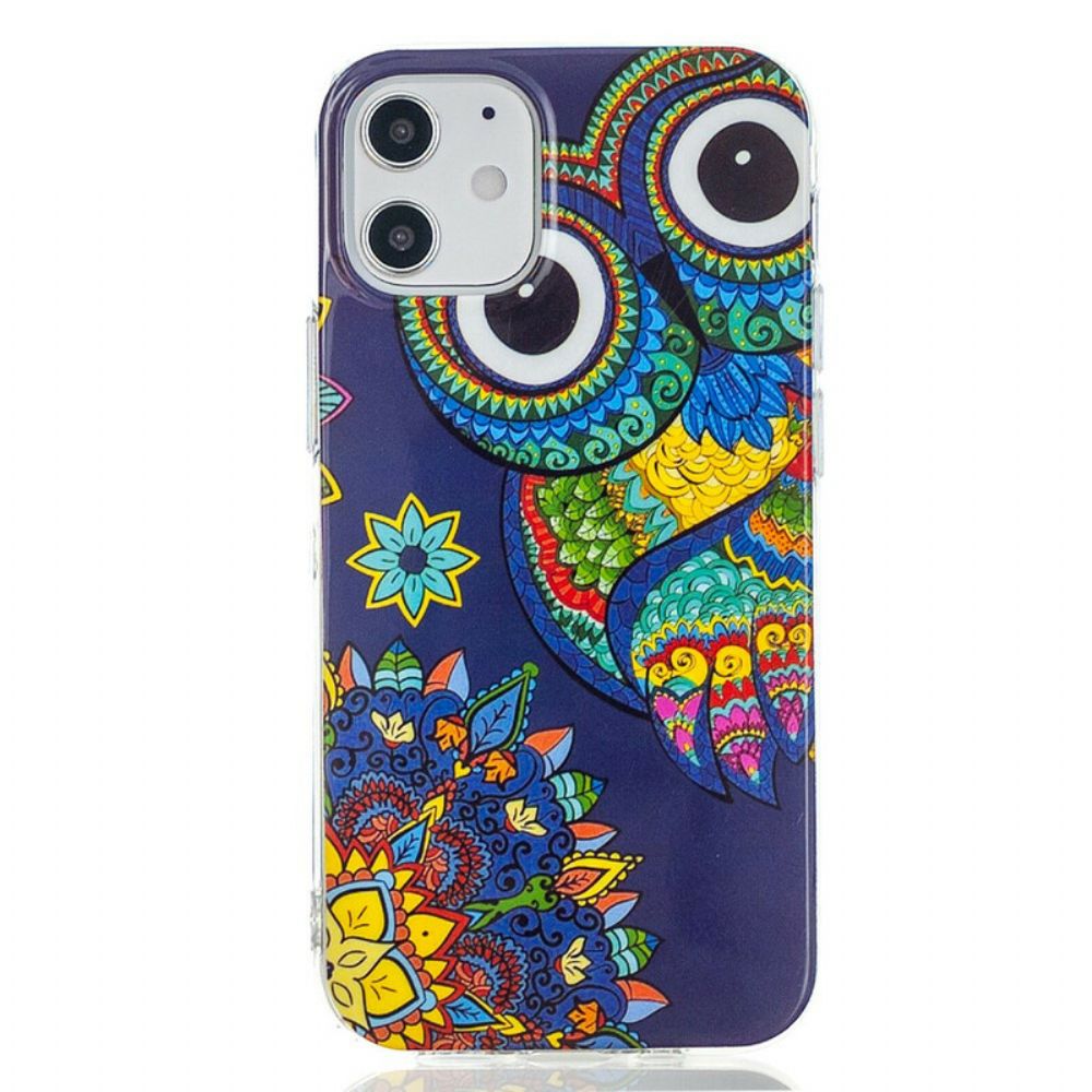 Handyhülle Für iPhone 12 Mini Fluoreszierende Mandala-eule