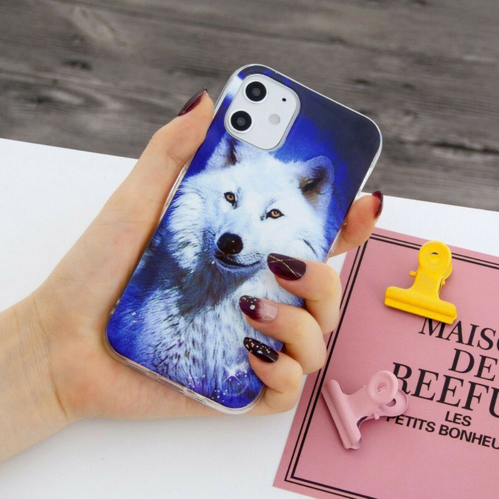 Handyhülle Für iPhone 12 Mini Fluoreszierende Wolf-serie