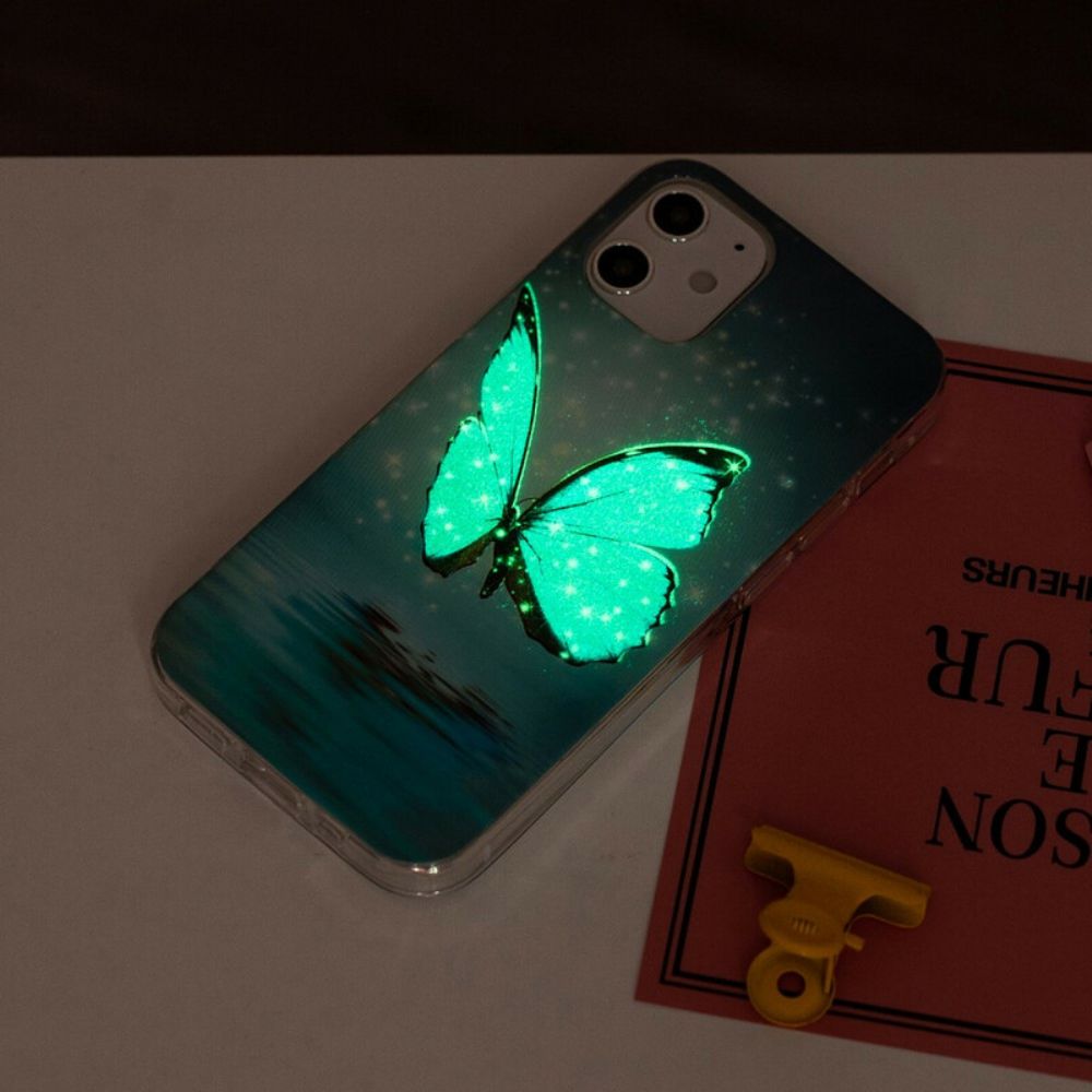 Hülle Für iPhone 12 Mini Fluoreszierender Blauer Schmetterling