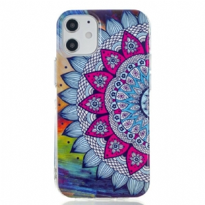 Hülle Für iPhone 12 Mini Fluoreszierendes Buntes Mandala