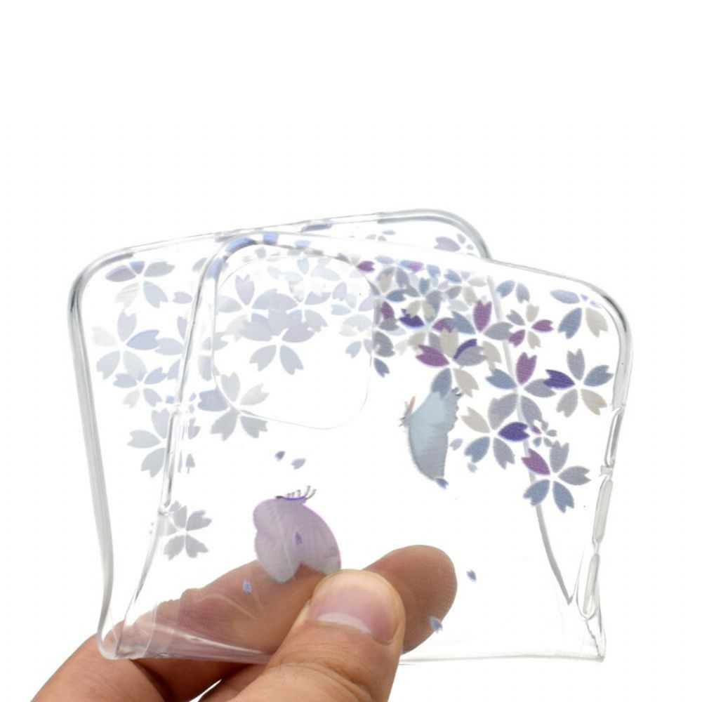 Hülle Für iPhone 12 Mini Transparente Schmetterlinge Und Blumen