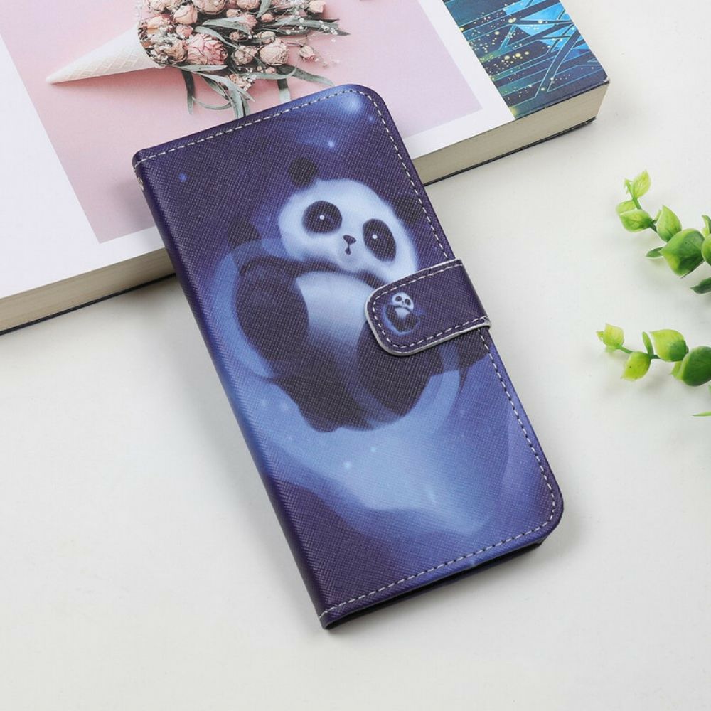 Lederhüllen Für iPhone 12 Mini Mit Kordel Tanga Space Panda