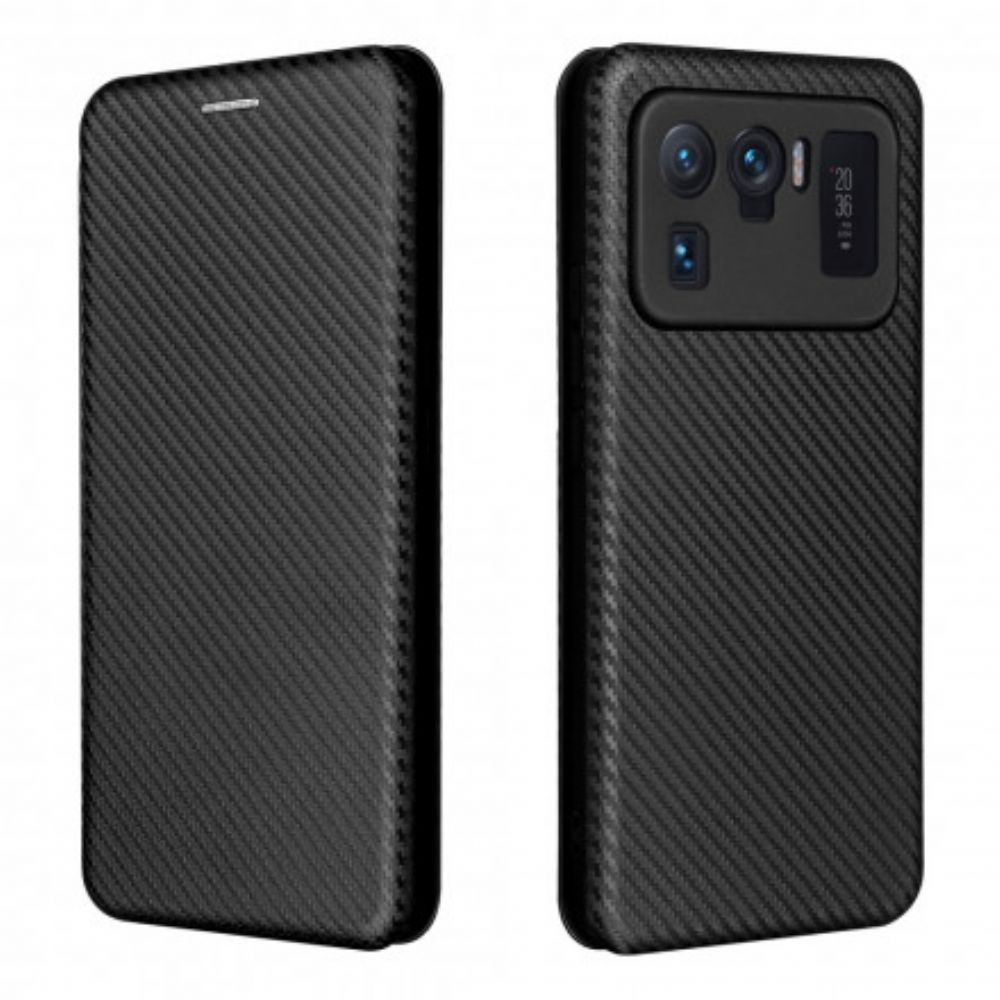 Schutzhülle Für Xiaomi Mi 11 Ultra Flip Case Kohlefaser Mit Stützring