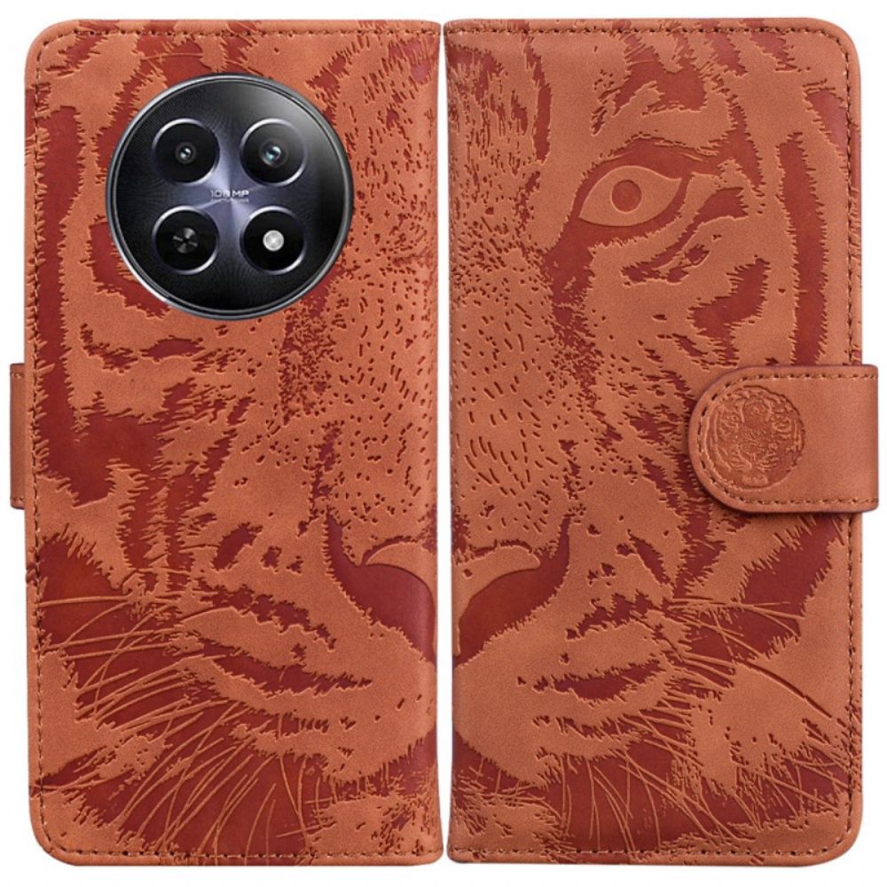 Lederhüllen Realme 12 / 12x 5g Handyhülle Tiger-print Mit Riemen