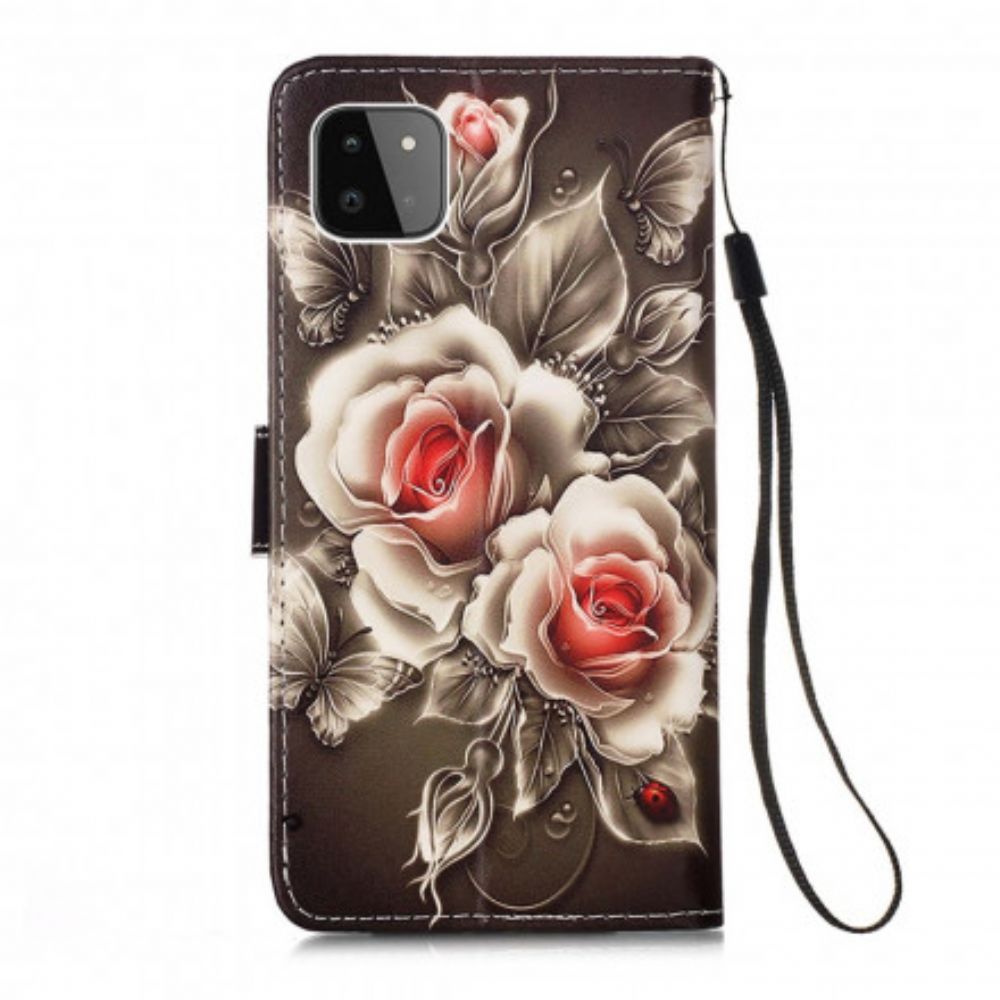 Flip Case Für Samsung Galaxy A22 5G Goldene Rosen