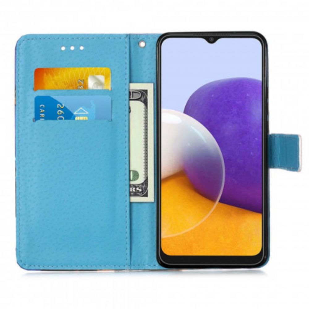 Flip Case Für Samsung Galaxy A22 5G Goldene Schmetterlinge