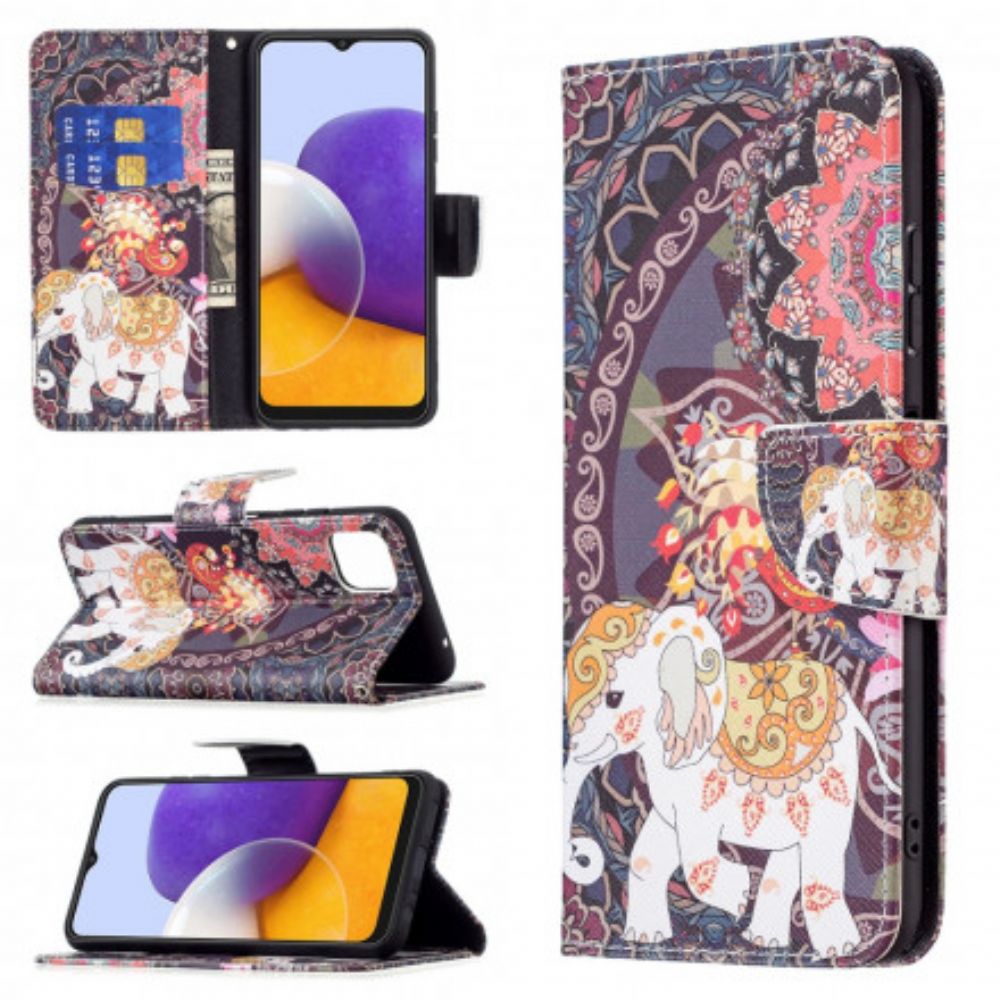 Flip Case Für Samsung Galaxy A22 5G Indischer Elefant