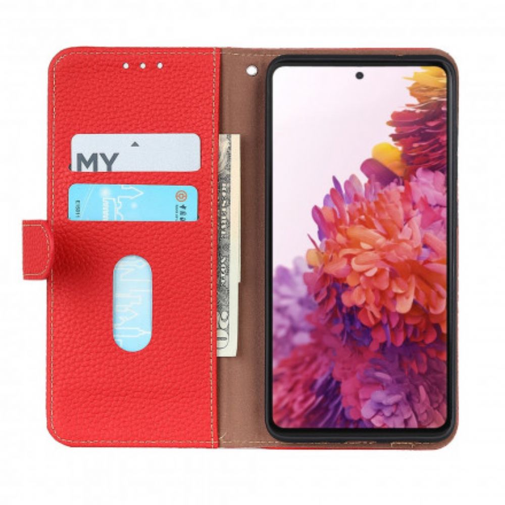 Flip Case Für Samsung Galaxy A22 5G Litschi Khazneh-leder