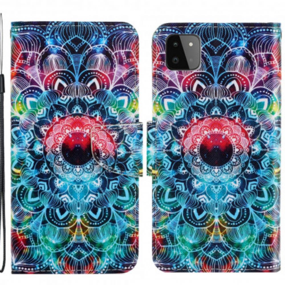 Flip Case Für Samsung Galaxy A22 5G Mit Kordel Auffälliges Riemchen-mandala