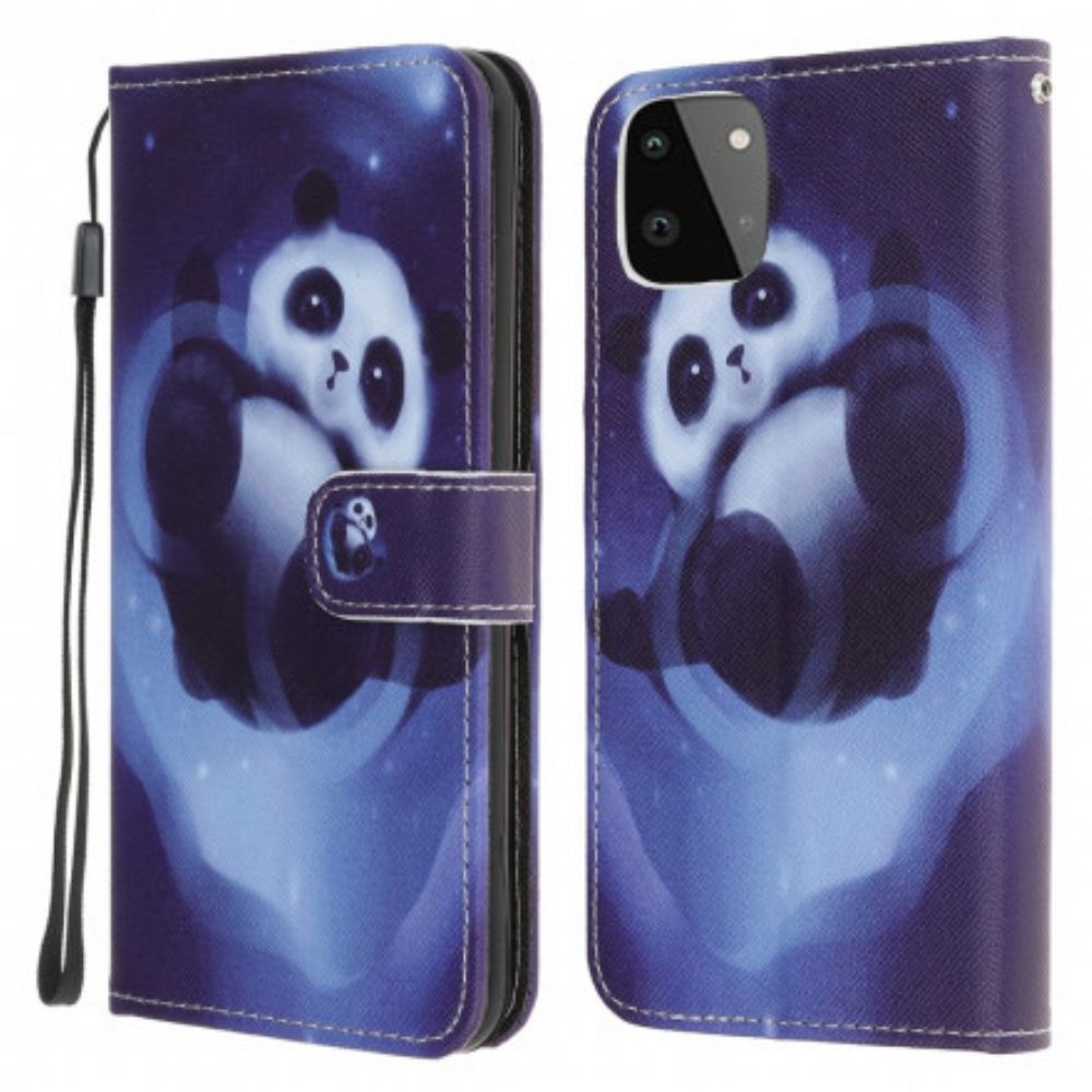 Flip Case Für Samsung Galaxy A22 5G Mit Kordel Tanga Space Panda