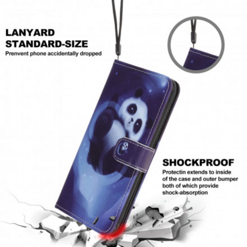 Flip Case Für Samsung Galaxy A22 5G Mit Kordel Tanga Space Panda