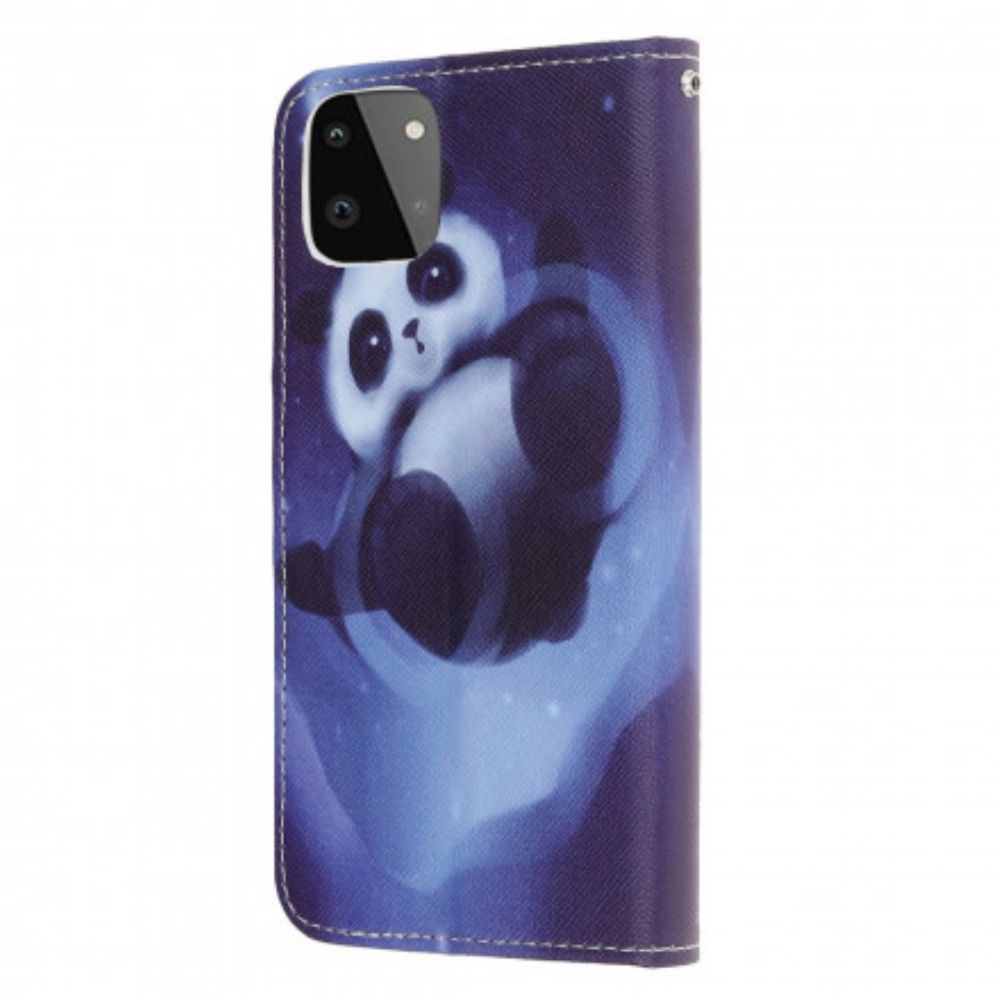 Flip Case Für Samsung Galaxy A22 5G Mit Kordel Tanga Space Panda