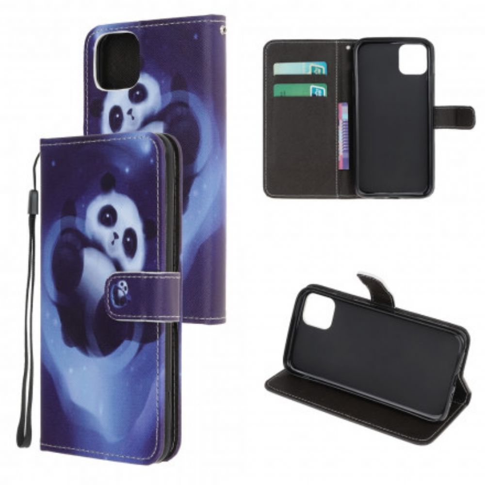 Flip Case Für Samsung Galaxy A22 5G Mit Kordel Tanga Space Panda