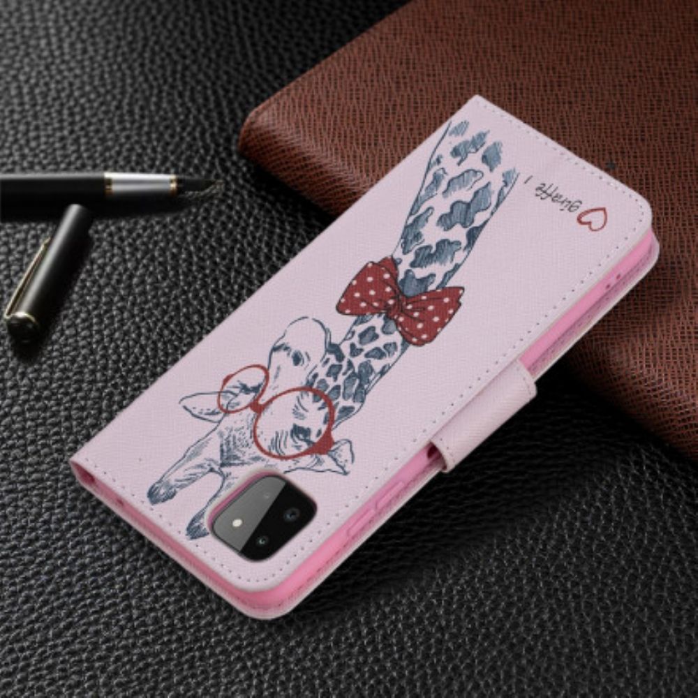 Flip Case Für Samsung Galaxy A22 5G Nerdige Giraffe