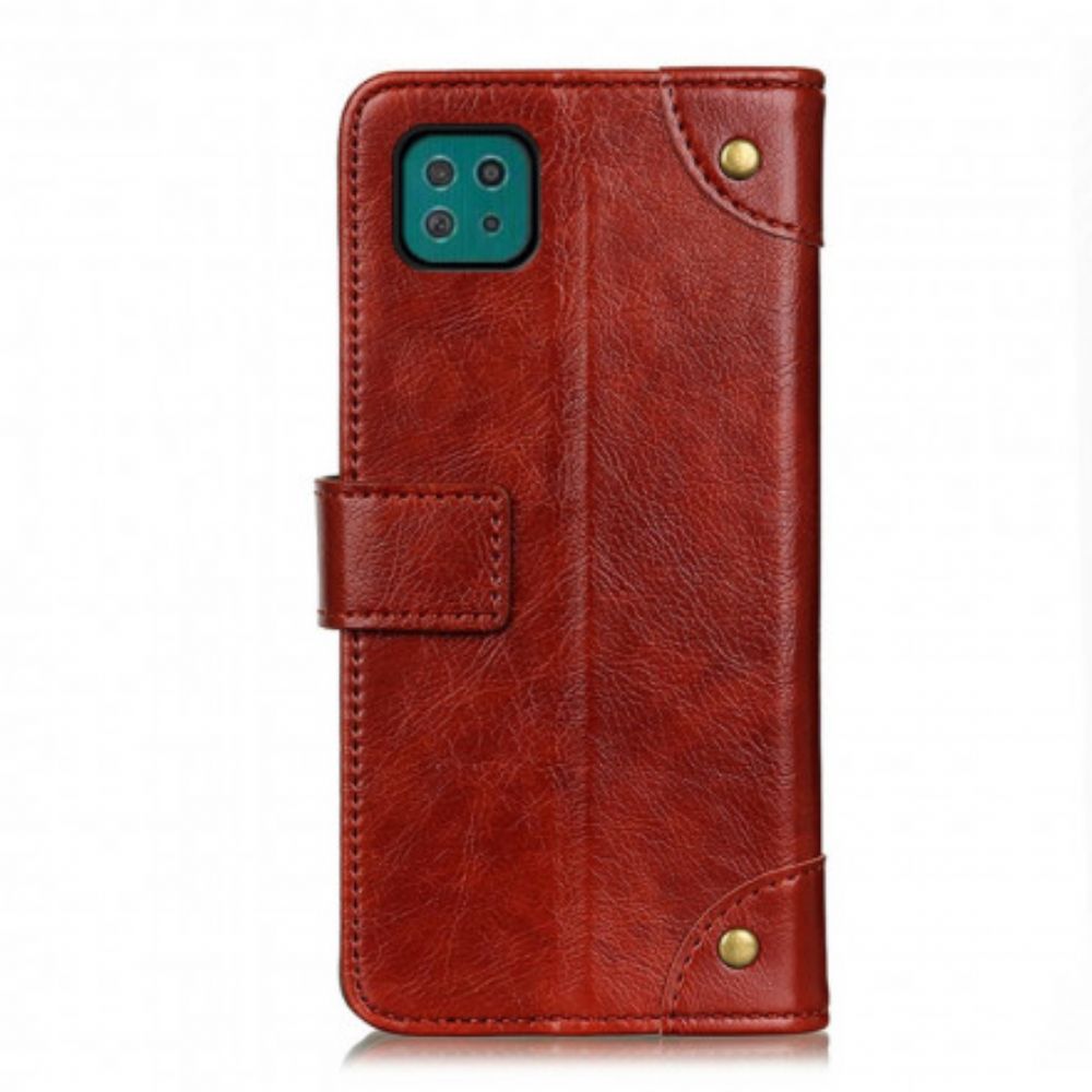 Flip Case Für Samsung Galaxy A22 5G Vintage-nappaleder-effekt